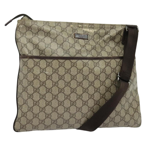 GUCCI GG Supreme Shoulder Bag PVC Beige Silver 141198 Auth 133479