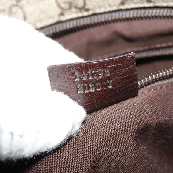 GUCCI GG Supreme Shoulder Bag PVC Beige Silver 141198 Auth 133479