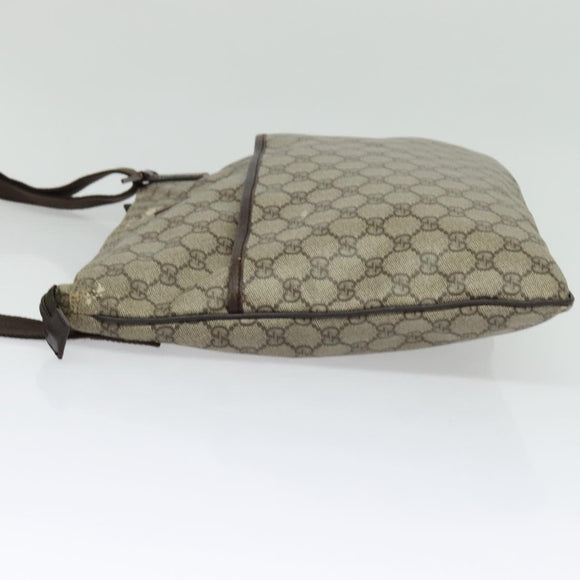 GUCCI GG Supreme Shoulder Bag PVC Beige Silver 141198 Auth 133479
