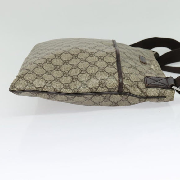 GUCCI GG Supreme Shoulder Bag PVC Beige Silver 141198 Auth 133479