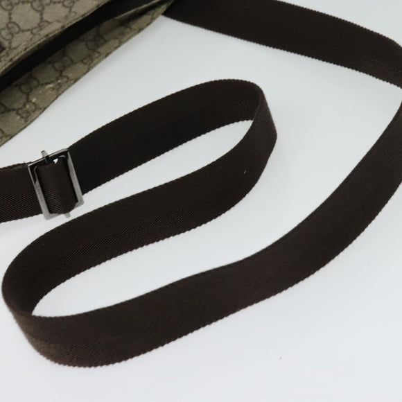 GUCCI GG Supreme Shoulder Bag PVC Beige Silver 141198 Auth 133479