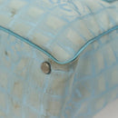CHANEL New Travel line Tote Bag Nylon Light Blue Silver CC Auth 133486-11