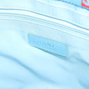 CHANEL New Travel line Tote Bag Nylon Light Blue Silver CC Auth 133486-14