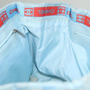 CHANEL New Travel line Tote Bag Nylon Light Blue Silver CC Auth 133486-16