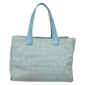 CHANEL New Travel line Tote Bag Nylon Light Blue Silver CC Auth 133486 - 0
