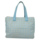CHANEL New Travel line Tote Bag Nylon Light Blue Silver CC Auth 133486-3