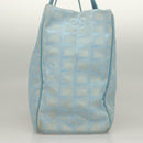 CHANEL New Travel line Tote Bag Nylon Light Blue Silver CC Auth 133486-5