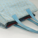 CHANEL New Travel line Tote Bag Nylon Light Blue Silver CC Auth 133486-6