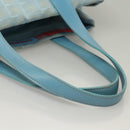 CHANEL New Travel line Tote Bag Nylon Light Blue Silver CC Auth 133486-7