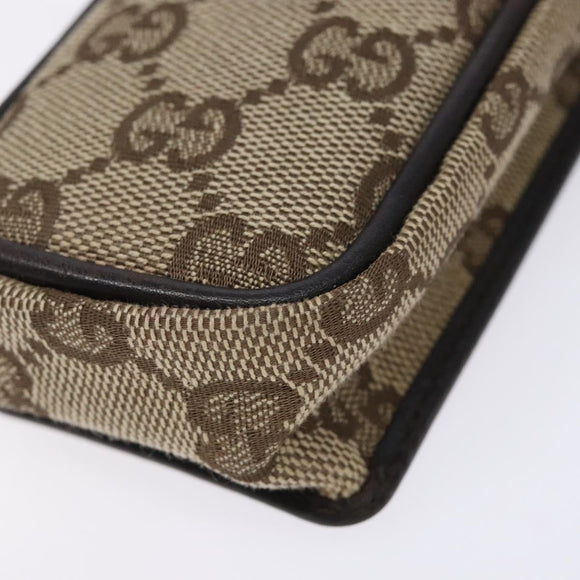 GUCCI GG Canvas Pouch Beige Silver 039 1669 1097 Auth 133490