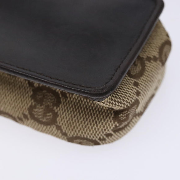 GUCCI GG Canvas Pouch Beige Silver 039 1669 1097 Auth 133490