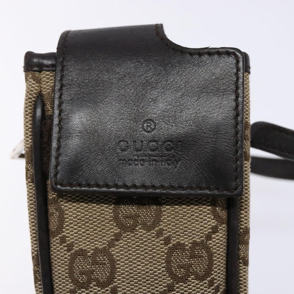 GUCCI GG Canvas Pouch Beige Silver 039 1669 1097 Auth 133490