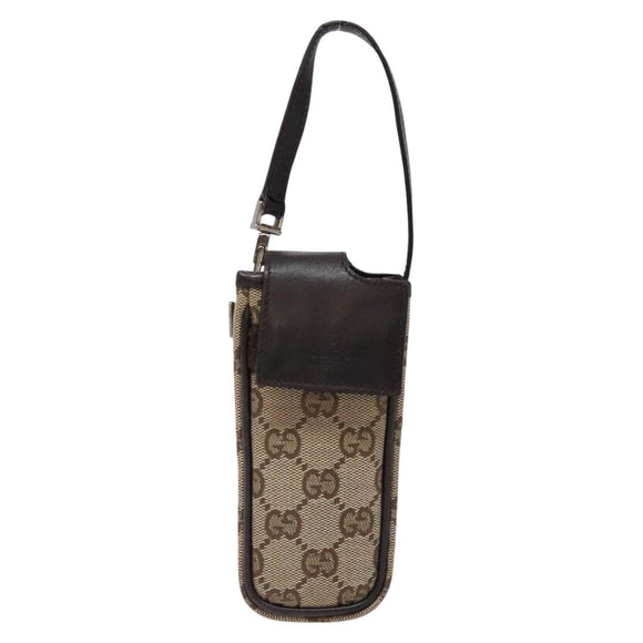 GUCCI GG Canvas Pouch Beige Silver 039 1669 1097 Auth 133490