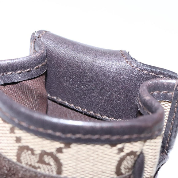 GUCCI GG Canvas Pouch Beige Silver 039 1669 1097 Auth 133490