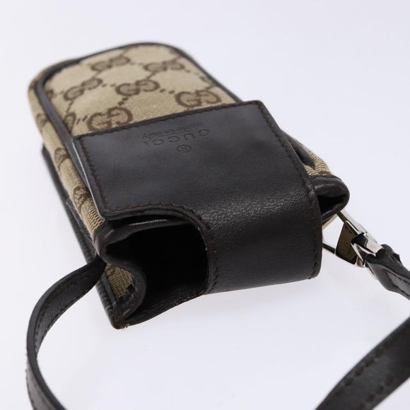 GUCCI GG Canvas Pouch Beige Silver 039 1669 1097 Auth 133490