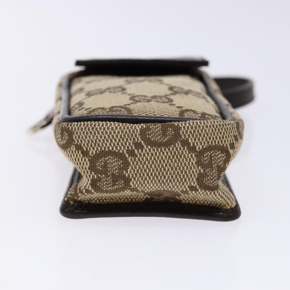 GUCCI GG Canvas Pouch Beige Silver 039 1669 1097 Auth 133490