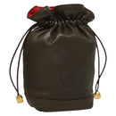 GUCCI Pouch Leather Khaki Gold Auth 133493-1