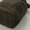 GUCCI Pouch Leather Khaki Gold Auth 133493-14