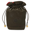 GUCCI Pouch Leather Khaki Gold Auth 133493-13