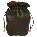 GUCCI Pouch Leather Khaki Gold Auth 133493-2