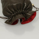 GUCCI Pouch Leather Khaki Gold Auth 133493-6