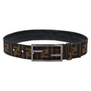 FENDI Zucca Canvas Belt Black Brown Auth 133498-1