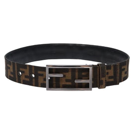 FENDI Zucca Canvas Belt Black Brown Auth 133498