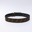 FENDI Zucca Canvas Belt Black Brown Auth 133498-2