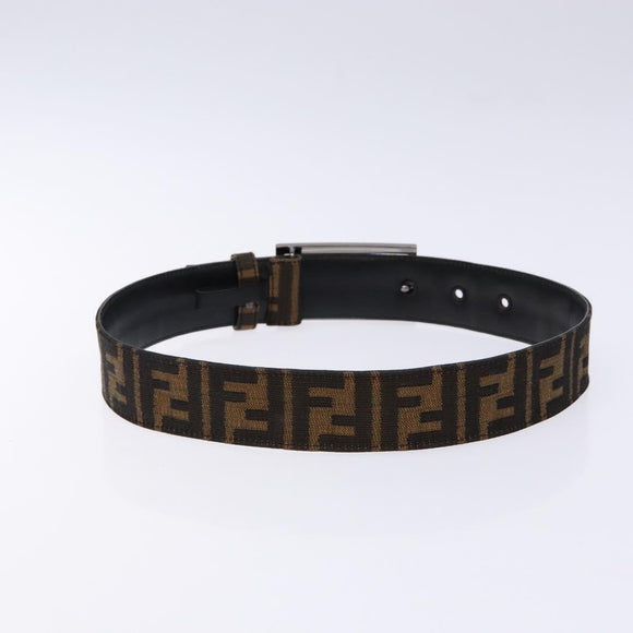 FENDI Zucca Canvas Belt Black Brown Auth 133498
