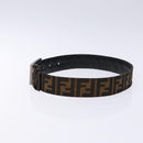 FENDI Zucca Canvas Belt Black Brown Auth 133498-3