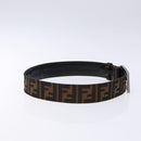 FENDI Zucca Canvas Belt Black Brown Auth 133498-4