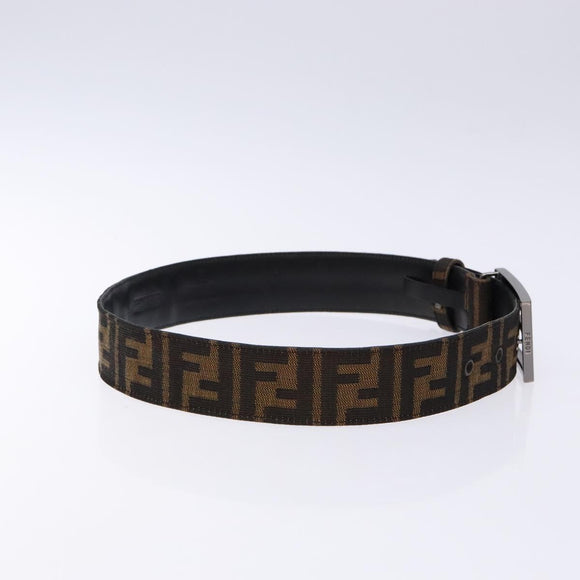 FENDI Zucca Canvas Belt Black Brown Auth 133498