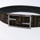 FENDI Zucca Canvas Belt Black Brown Auth 133498-5