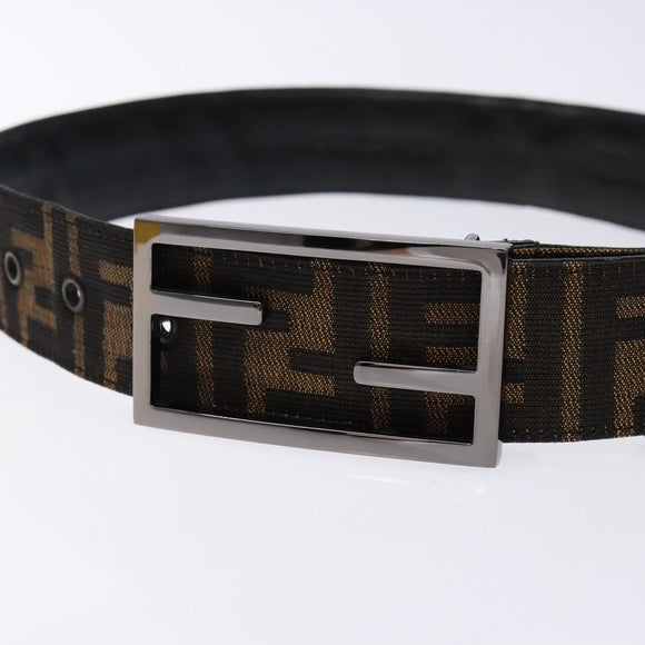 FENDI Zucca Canvas Belt Black Brown Auth 133498