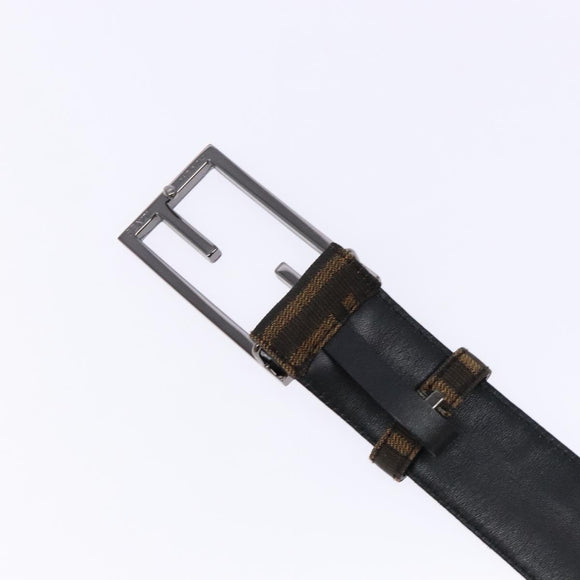 FENDI Zucca Canvas Belt Black Brown Auth 133498