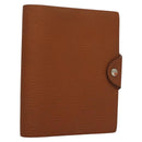 HERMES Yuris PM Day Planner Cover Leather Brown Silver Auth 133499-1