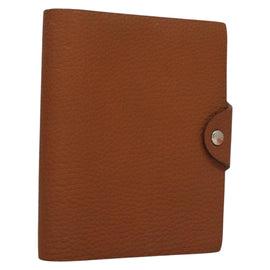 HERMES Yuris PM Day Planner Cover Leather Brown Silver Auth 133499