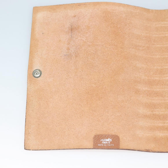 HERMES Yuris PM Day Planner Cover Leather Brown Silver Auth 133499