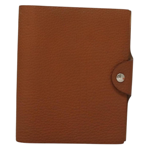 HERMES Yuris PM Day Planner Cover Leather Brown Silver Auth 133499