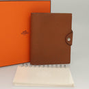 HERMES Yuris PM Day Planner Cover Leather Brown Silver Auth 133499-12