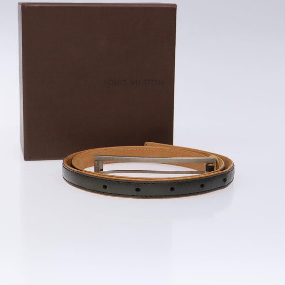 LOUIS VUITTON Belt Leather Black LV Auth 133503