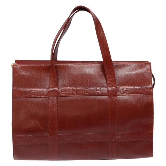 GIVENCHY Hand Bag Leather Red Gold Auth 133504