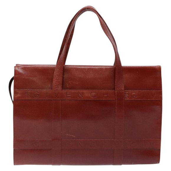 GIVENCHY Hand Bag Leather Red Gold Auth 133504