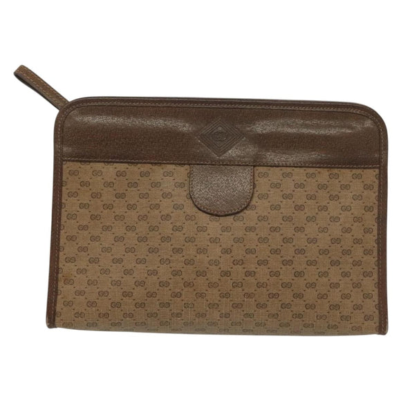 GUCCI Micro GG Supreme Clutch Bag PVC Beige 67 039 5465 Auth 133508