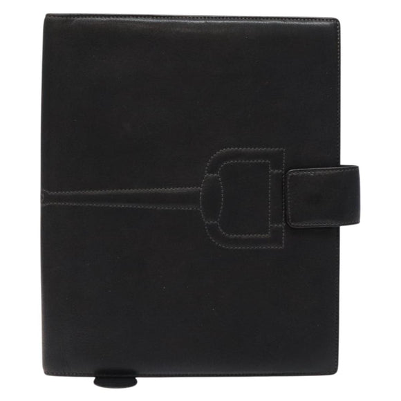 GUCCI Book Cover Leather Black Auth 133512