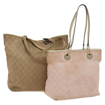 GUCCI GG Canvas Tote Bag 2Set Beige Gold pink Auth 133515