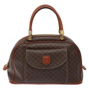 CELINE Macadam Canvas Hand Bag PVC Leather Brown Gold Auth 133564-2