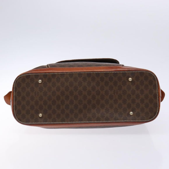 CELINE Macadam Canvas Hand Bag PVC Leather Brown Gold Auth 133564