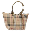 BURBERRY Nova Check Tote Bag PVC Beige Gold Auth 133565-1