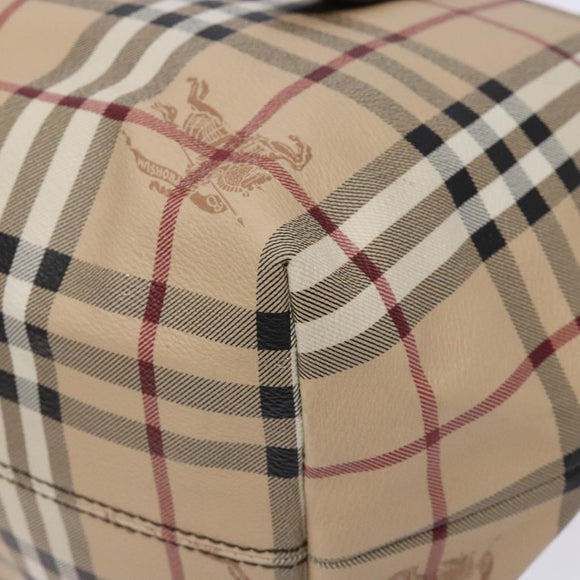 BURBERRY Nova Check Tote Bag PVC Beige Gold Auth 133565